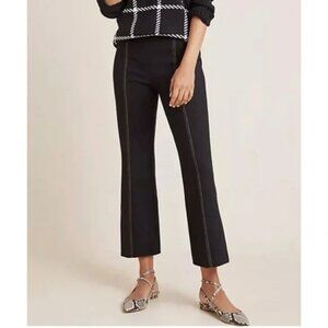 Anthropologie Essential Crop Flare Pants Size Small Black Pull On Work Office